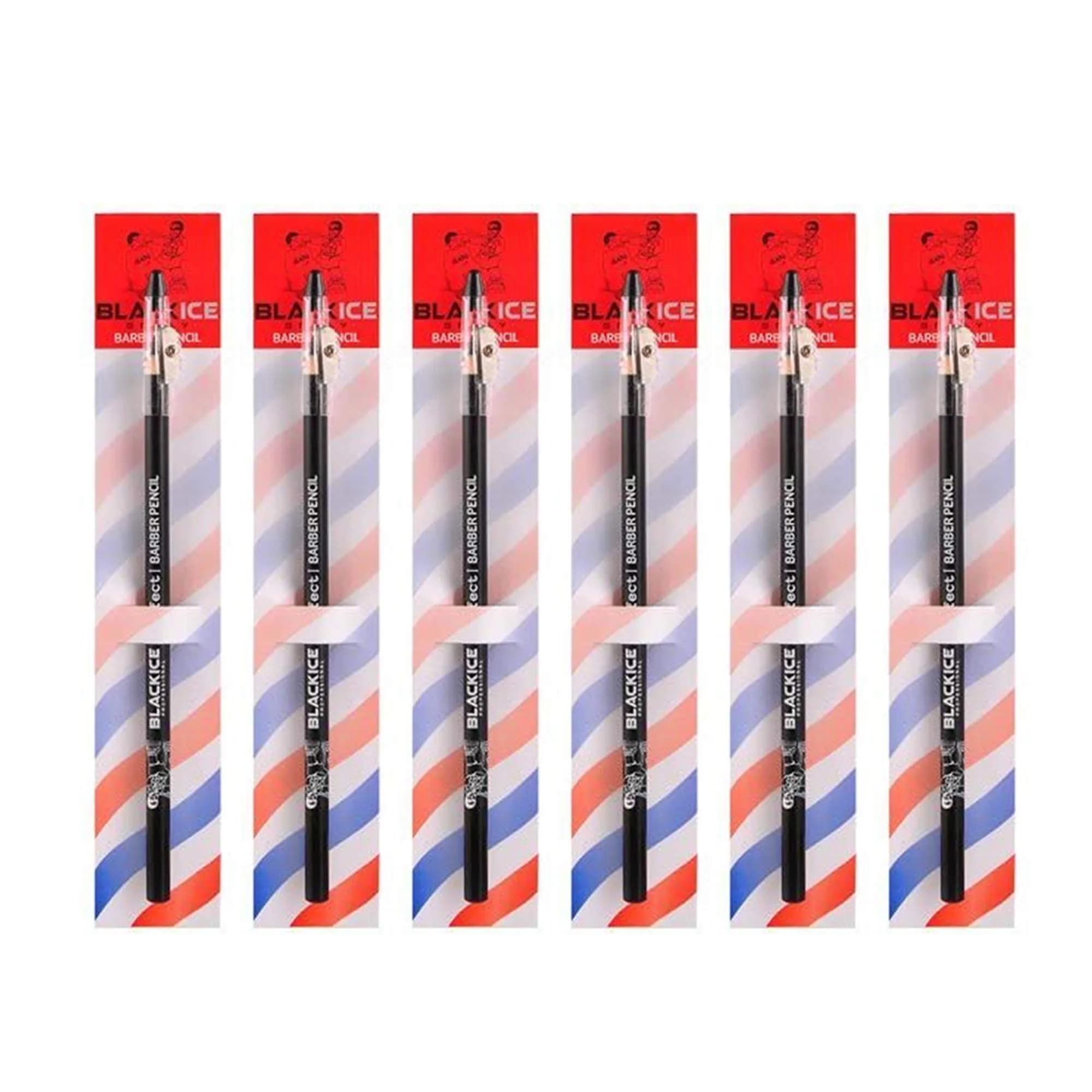 Black Ice Spray Barber Pencil (Black) - 6 Pieces | Creates Sharp Hairlines & Beard Lines - main product image