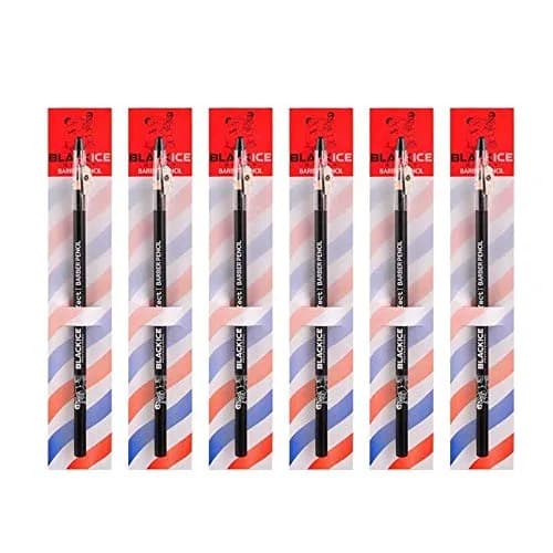 Black Ice Spray Barber Pencil (Black) - 6 Pieces | Creates Sharp Hairlines & Beard Lines thumbnail 1