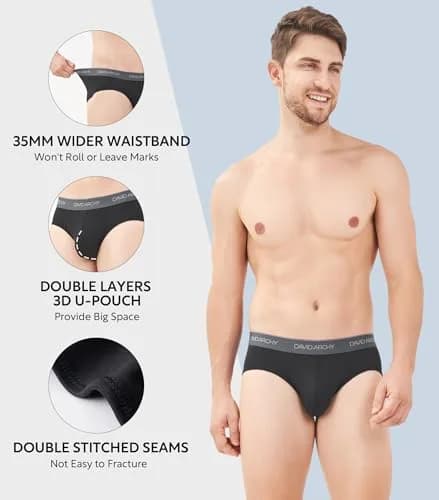 DAVID ARCHY Men's Rayon Bamboo Briefs 4-Pack XL | Breathable Support Pouch thumbnail 5