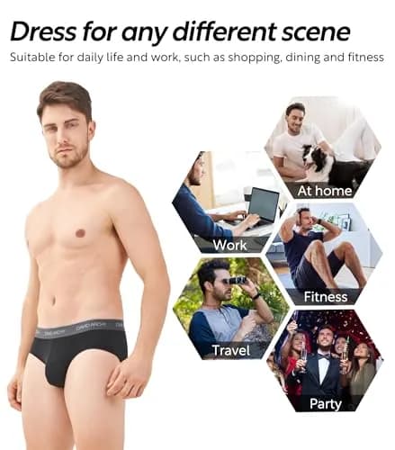 DAVID ARCHY Men's Rayon Bamboo Briefs 4-Pack XL | Breathable Support Pouch thumbnail 6