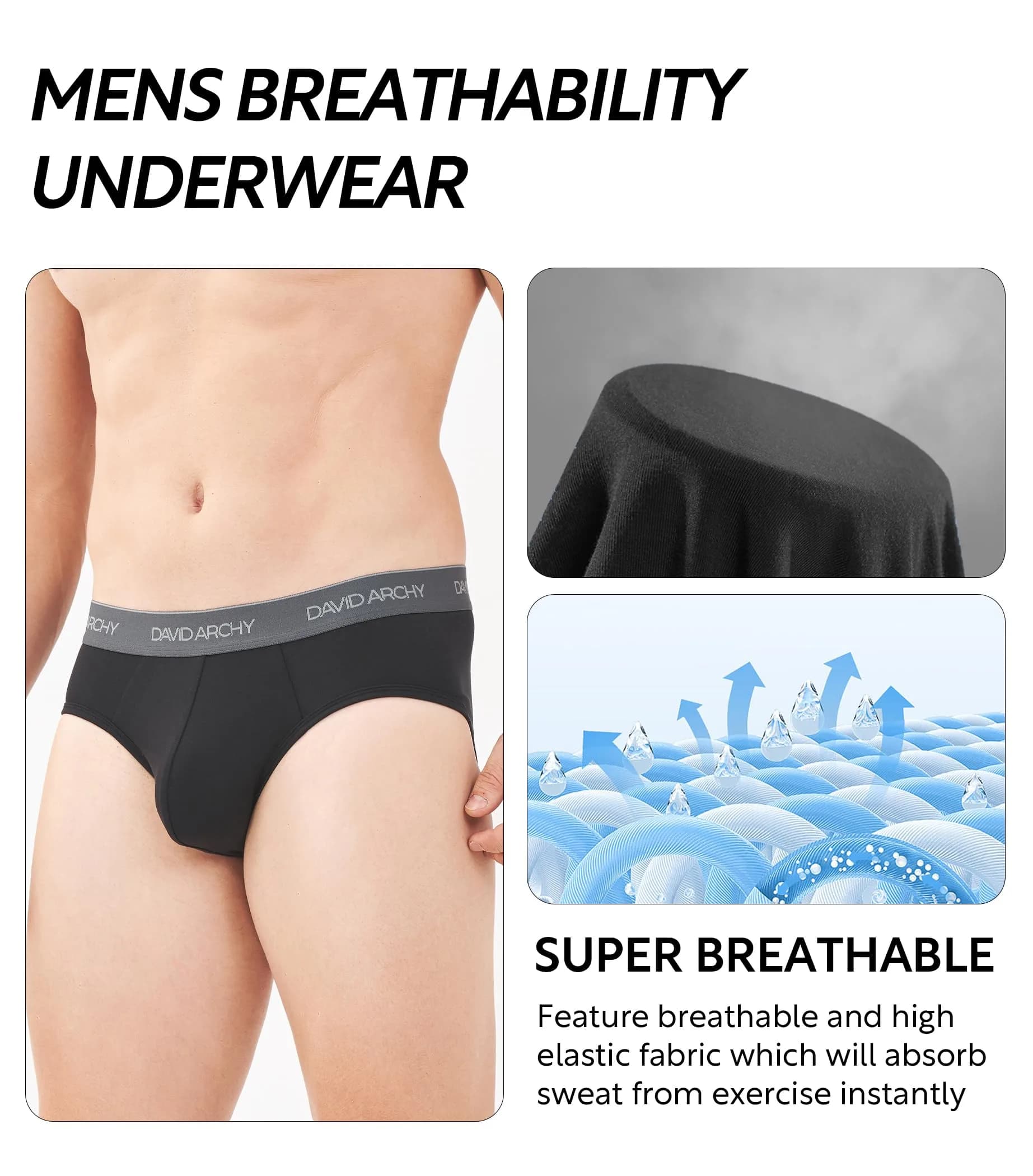 DAVID ARCHY Men's Rayon Bamboo Briefs 4-Pack XL | Breathable Support Pouch - view 4
