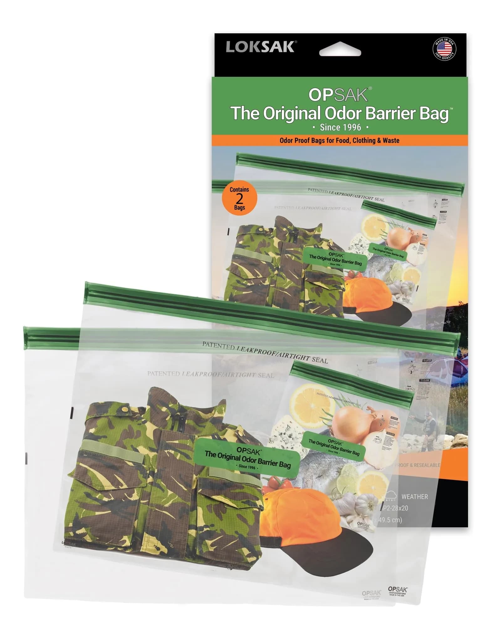 LOKSAK OPSAK Odorproof Dry Bags 28x20 inch | Leak-Proof Reusable Waterproof Storage for Backpacking & Camping