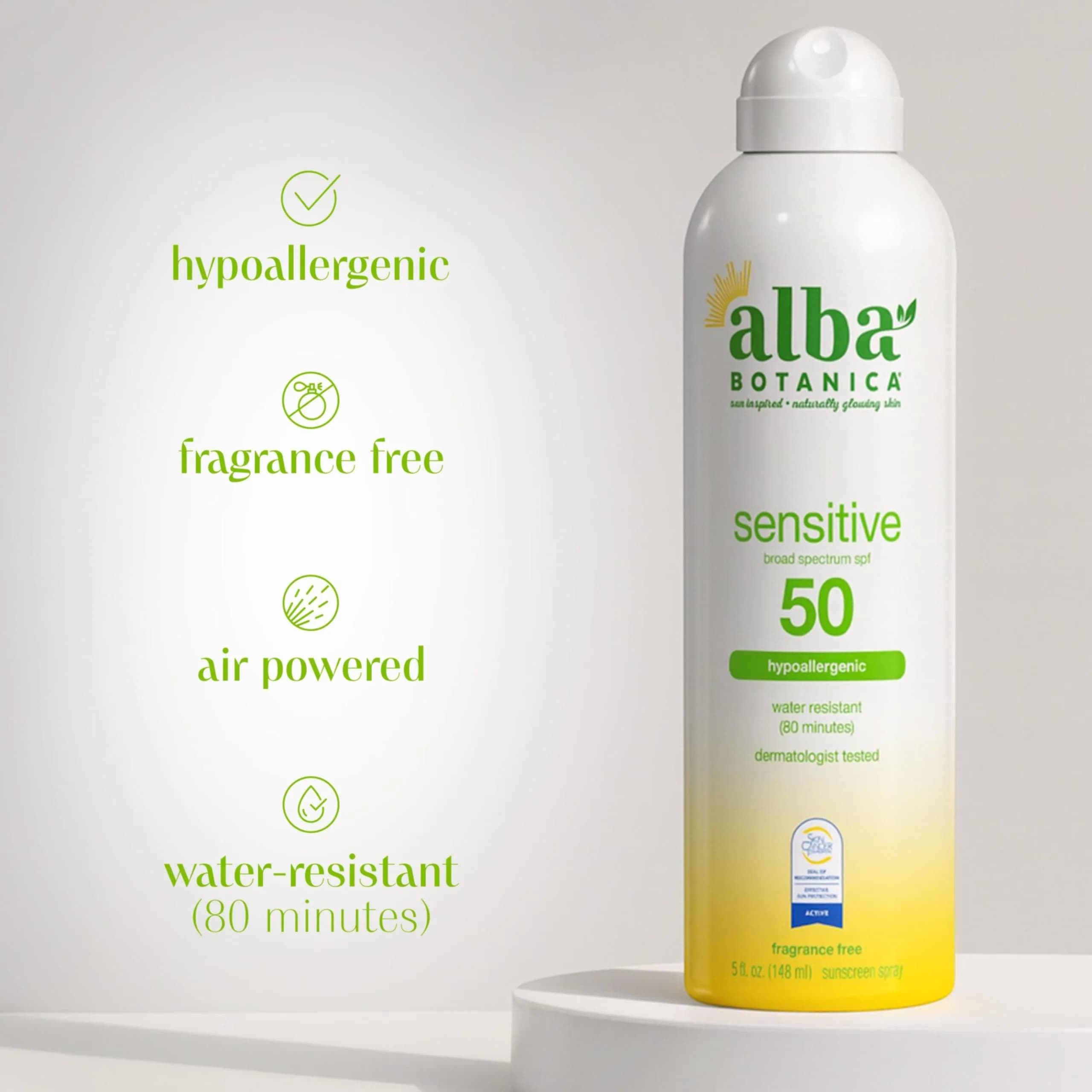 Alba Botanica Sensitive Sunscreen Spray SPF 50 | Broad Spectrum, Water Resistant, Fragrance-Free 177ml (5 fl. oz.) - view 6