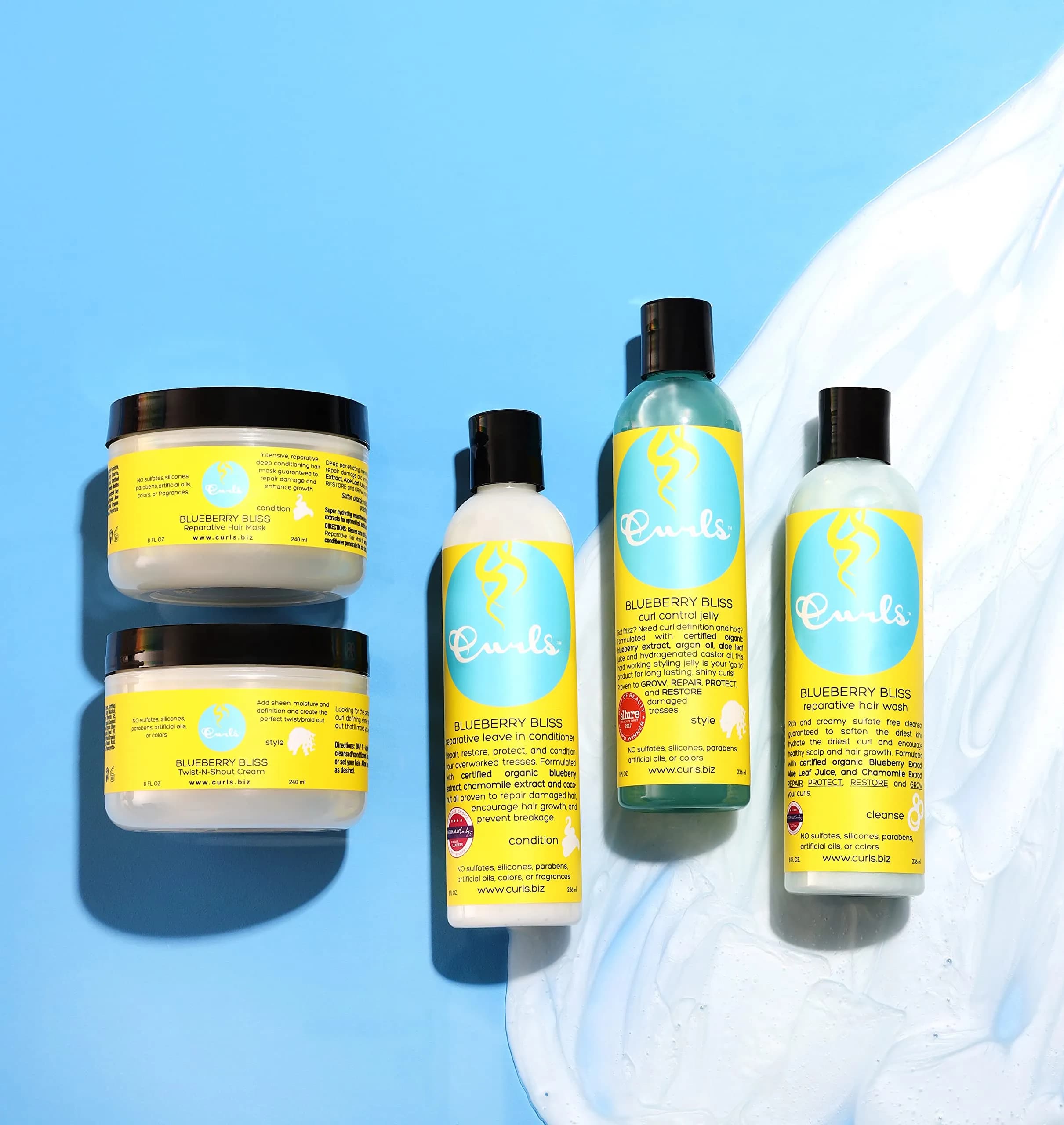 Curls Blueberry Bliss Control Jelly 236ml (8 oz) | Define & Defrizz Curly Hair Styler - view 6