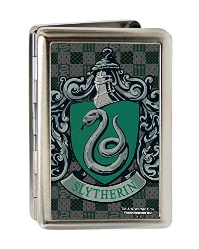 Buckle-Down Business Card Holder - Harry Potter SLYTHERIN Crest Green/Gray | Large, 4.0" x 2.9" Multicolor thumbnail 1
