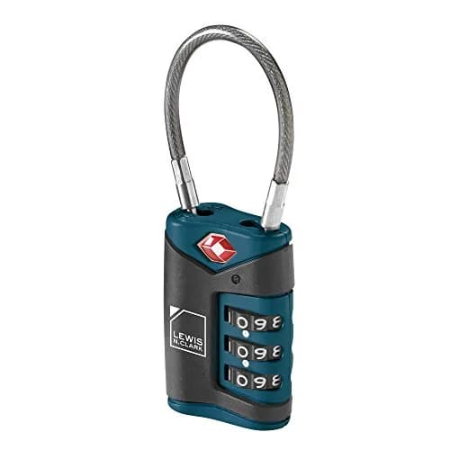 Lewis N. Clark TSA-Approved Combination Luggage Lock with Steel Cable, Blue | Secure Travel Lock thumbnail 1
