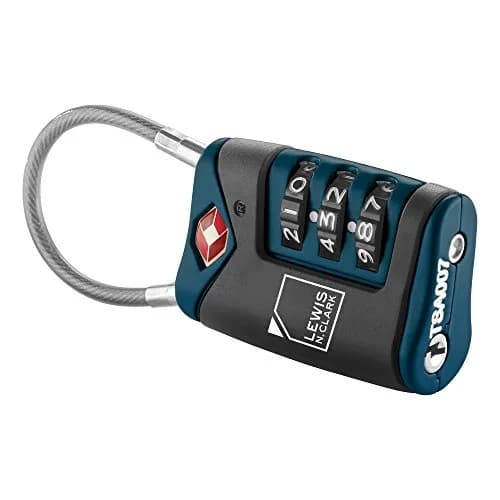 Lewis N. Clark TSA-Approved Combination Luggage Lock with Steel Cable, Blue | Secure Travel Lock thumbnail 5