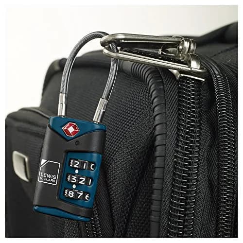 Lewis N. Clark TSA-Approved Combination Luggage Lock with Steel Cable, Blue | Secure Travel Lock thumbnail 6