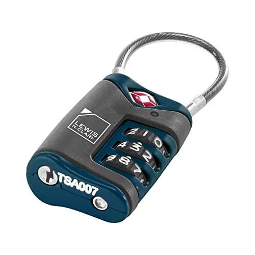 Lewis N. Clark TSA-Approved Combination Luggage Lock with Steel Cable, Blue | Secure Travel Lock thumbnail 2