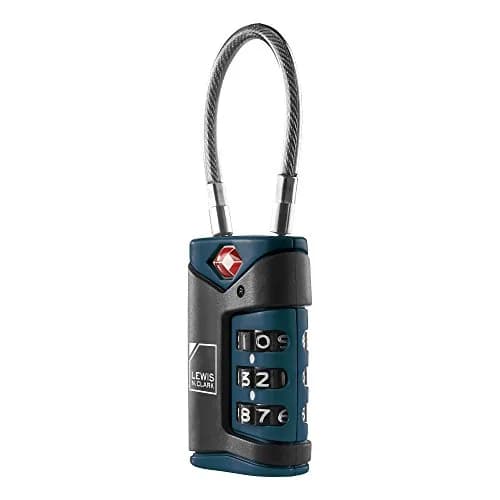 Lewis N. Clark TSA-Approved Combination Luggage Lock with Steel Cable, Blue | Secure Travel Lock thumbnail 3