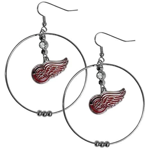 Siskiyou Sports Detroit Red Wings 2 Inch Hoop Earrings | Team Color, Lightweight, Hypoallergenic (70-120 chars) thumbnail 1