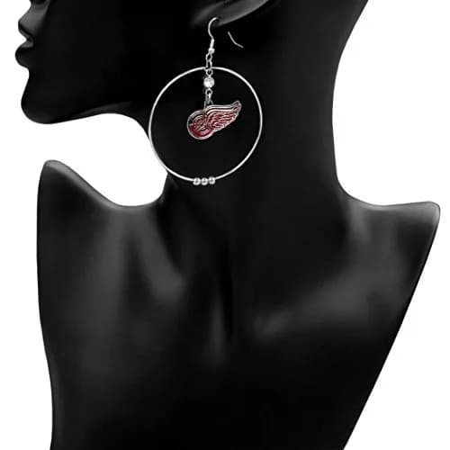 Siskiyou Sports Detroit Red Wings 2 Inch Hoop Earrings | Team Color, Lightweight, Hypoallergenic (70-120 chars) thumbnail 2