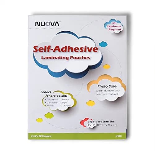 Aurora Self-Adhesive Laminating Pouches 9" x 12" | Clear, 3 mil, 50 Sheets, Single Sided thumbnail 1