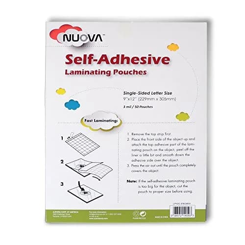 Aurora Self-Adhesive Laminating Pouches 9" x 12" | Clear, 3 mil, 50 Sheets, Single Sided thumbnail 2