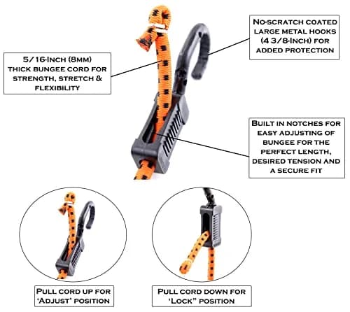Kotap MABC-36 All-Purpose Adjustable Bungee Cords with Hooks, 36-Inch, Orange/Black, 10 Count | Versatile, Durable, Adjustable thumbnail 4