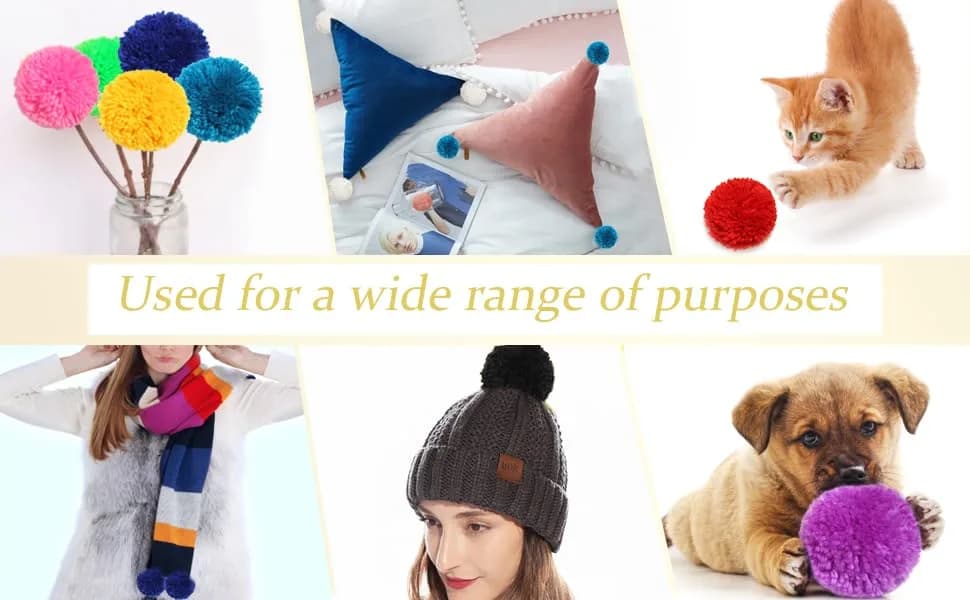 XFYUZR Large Yarn Pom Poms 2 Inch | Handmade Fluffy Craft Balls for DIY Decorations thumbnail 6