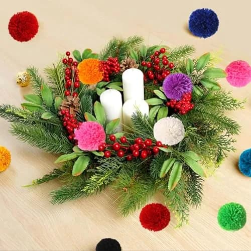 XFYUZR Large Yarn Pom Poms 2 Inch | Handmade Fluffy Craft Balls for DIY Decorations thumbnail 9