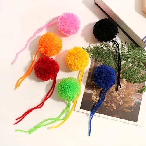 XFYUZR Large Yarn Pom Poms 2 Inch | Handmade Fluffy Craft Balls for DIY Decorations thumbnail 2
