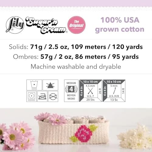 Lily Sugar 'N Cream Cotton Yarn 2.5oz Seabreeze | Versatile, Machine Wash & Dry thumbnail 8