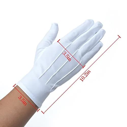 JISEN Men Police Tuxedo Honor Guard Parade with Snap White Nylon Cotton Gloves 26cm | Breathable, Durable & Perfect for Festive Occasions thumbnail 5