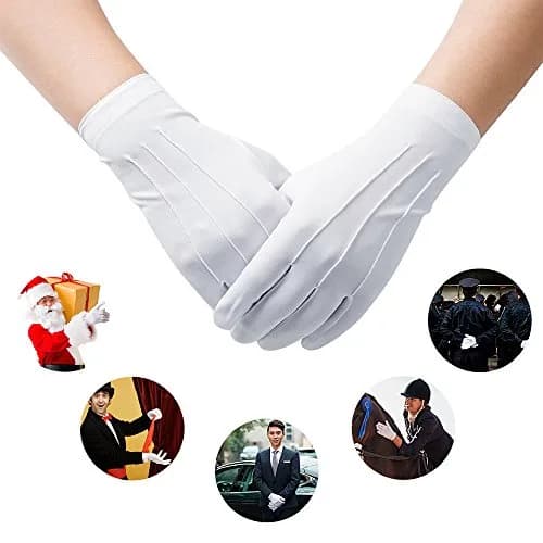 JISEN Men Police Tuxedo Honor Guard Parade with Snap White Nylon Cotton Gloves 26cm | Breathable, Durable & Perfect for Festive Occasions thumbnail 7