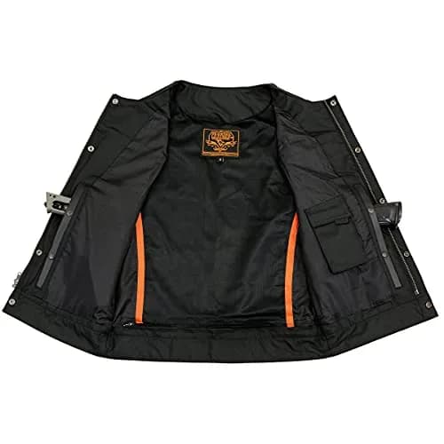 Milwaukee Leather LKM3711 Men's Black Leather Collarless Motorcycle Vest | Dual Front Closure, Conceal & Carry, X-Large thumbnail 6