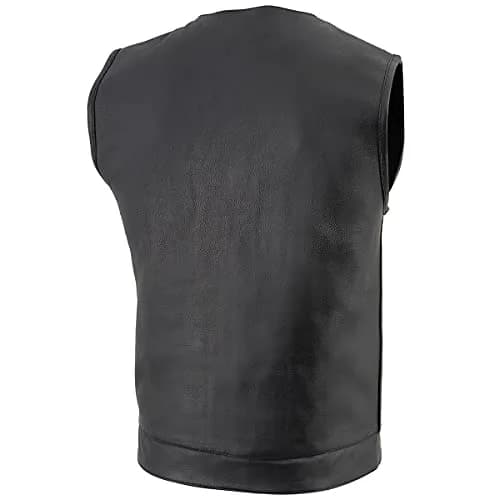 Milwaukee Leather LKM3711 Men's Black Leather Collarless Motorcycle Vest | Dual Front Closure, Conceal & Carry, X-Large thumbnail 7