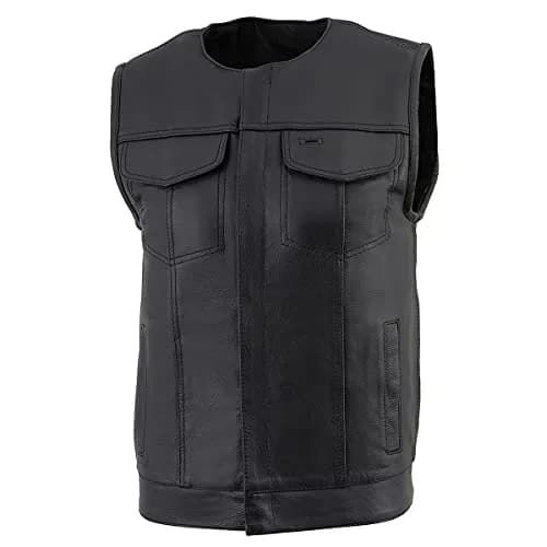 Milwaukee Leather LKM3711 Men's Black Leather Collarless Motorcycle Vest | Dual Front Closure, Conceal & Carry, X-Large thumbnail 8