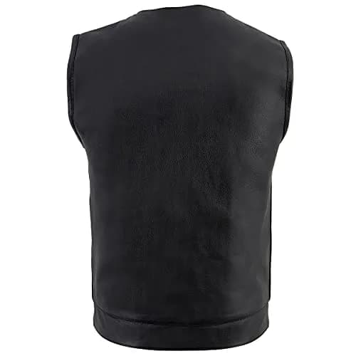 Milwaukee Leather LKM3711 Men's Black Leather Collarless Motorcycle Vest | Dual Front Closure, Conceal & Carry, X-Large thumbnail 2