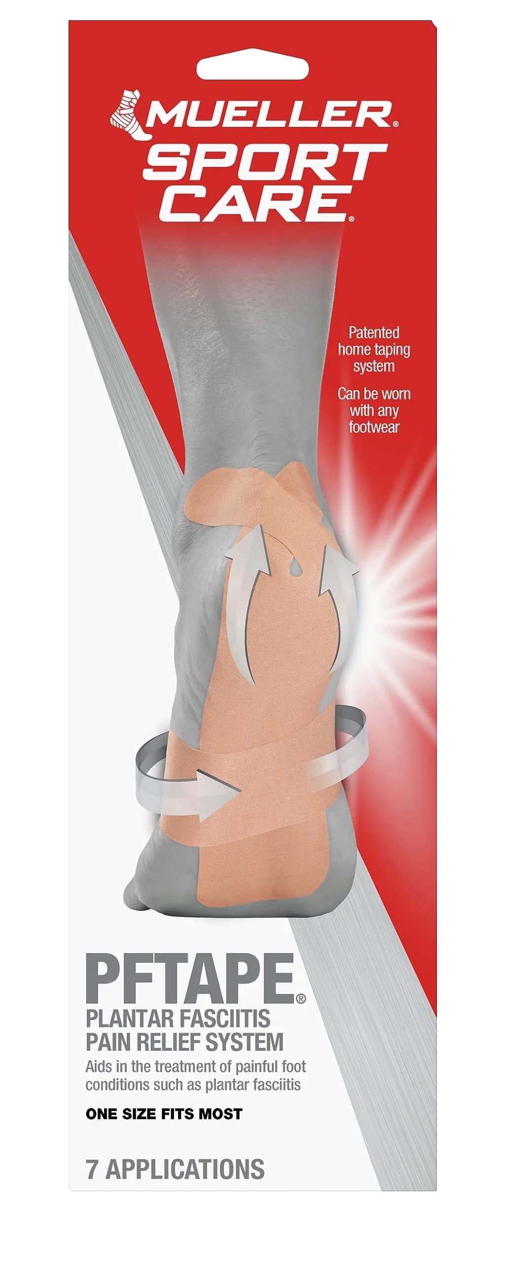 MUELLER PFTape Plantar Fasciitis Pain Relief Therapeutic Tape | Water-Resistant, Disposable, Breathable Support (70-120 chars)