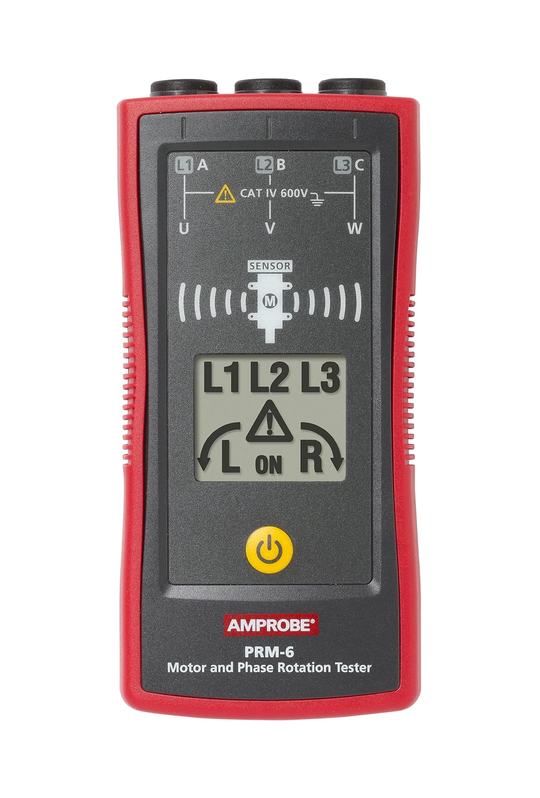 Amprobe PRM-6 Phase Sequence and Motor Rotation Tester | CAT IV 600V, Wireless & Non-Contact Testing — black/red