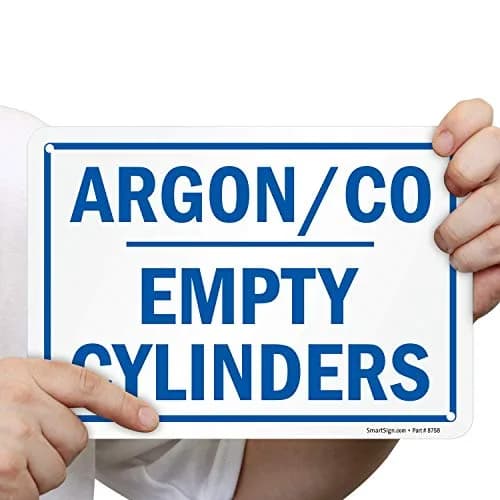 SmartSign 7 x 10 inch Argon/CO - Empty Cylinders Metal Sign | Rustproof Aluminum, 7-Year Outdoor Durability thumbnail 4