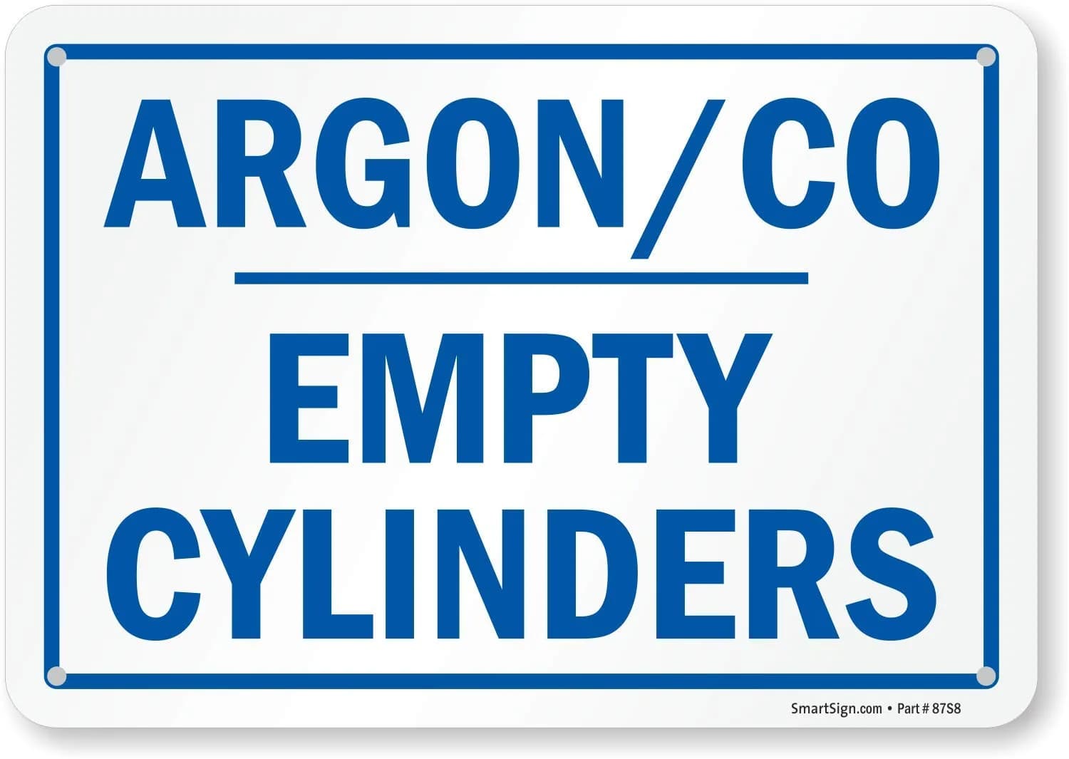 SmartSign 7 x 10 inch Argon/CO - Empty Cylinders Metal Sign | Rustproof Aluminum, 7-Year Outdoor Durability - main product image