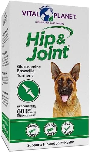 Vital Planet Hip & Joint Supplement for Dogs | Herbal Blend with Glucosamine & MSM (60 Chewable Tabs) thumbnail 1
