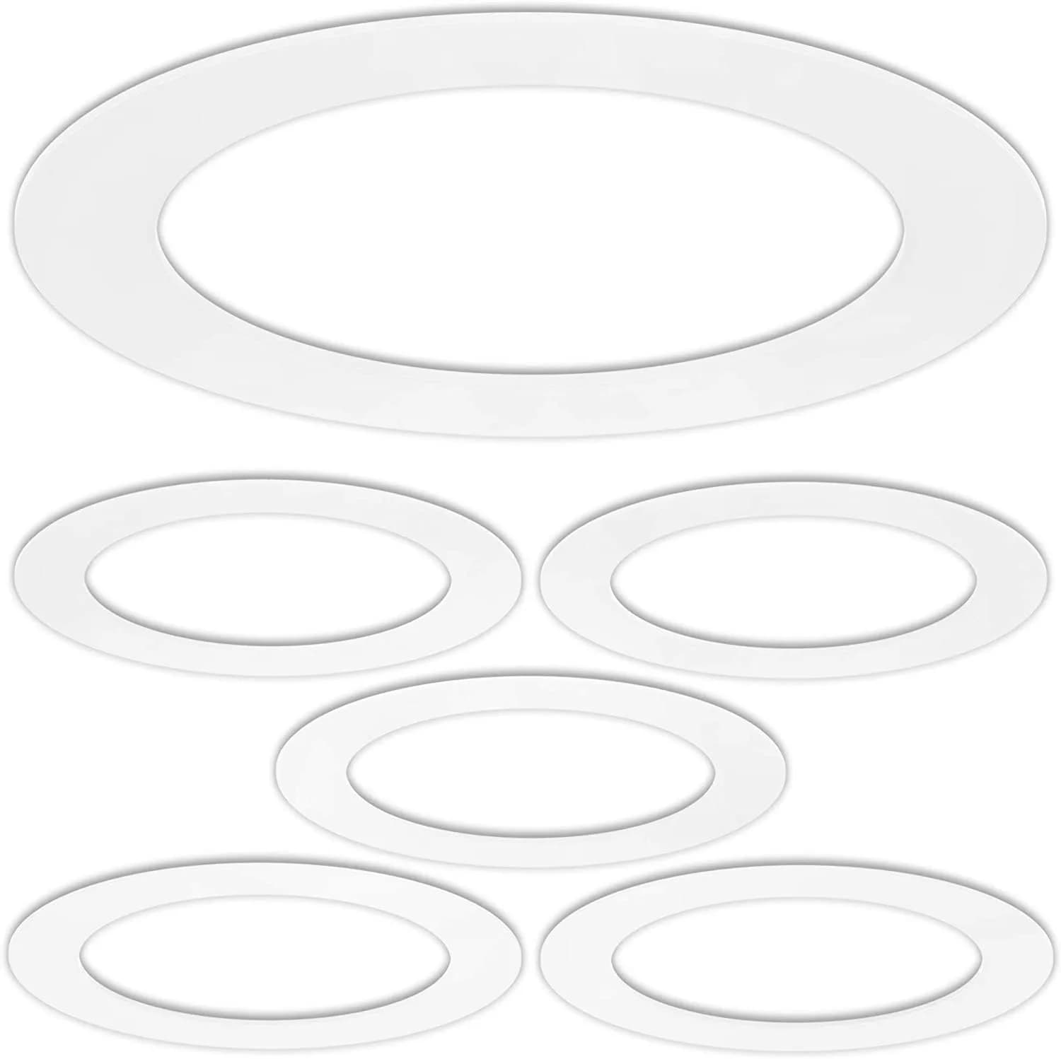 HARRRRD Gloss White 5 Pack Goof Trim Ring for 6" Inch Recessed Can Lighting | Outer Diameter 8 Inches