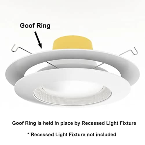 HARRRRD Gloss White 5 Pack Goof Trim Ring for 6" Inch Recessed Can Lighting | Outer Diameter 8 Inches thumbnail 6