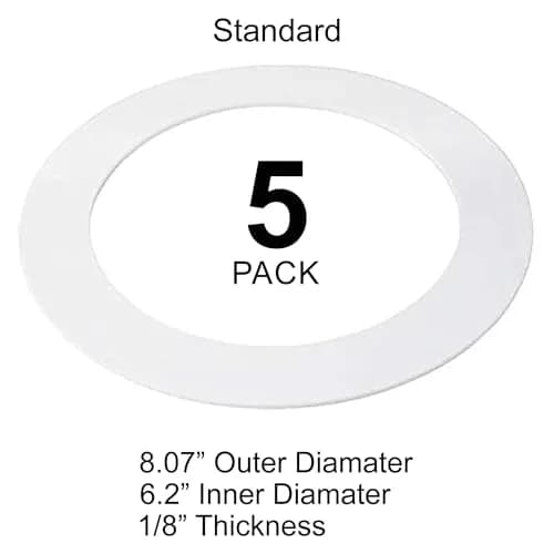 HARRRRD Gloss White 5 Pack Goof Trim Ring for 6" Inch Recessed Can Lighting | Outer Diameter 8 Inches thumbnail 2