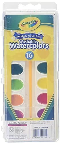 Crayola Washable Watercolors 16 Count | Bright, Mess-Free Watercolors for Kids & Art Students thumbnail 1