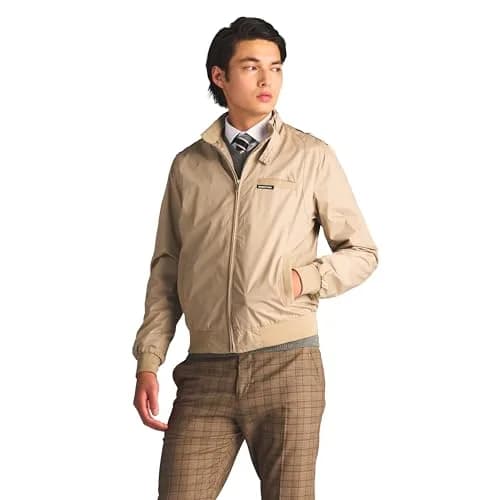 Members Only Classic Iconic Racer Jacket Khaki Large | Water-Resistant Slim Fit thumbnail 4