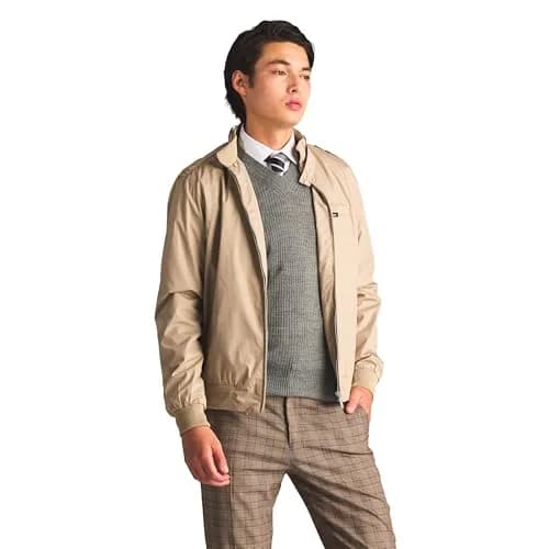 Members Only Classic Iconic Racer Jacket Khaki Large | Water-Resistant Slim Fit thumbnail 3