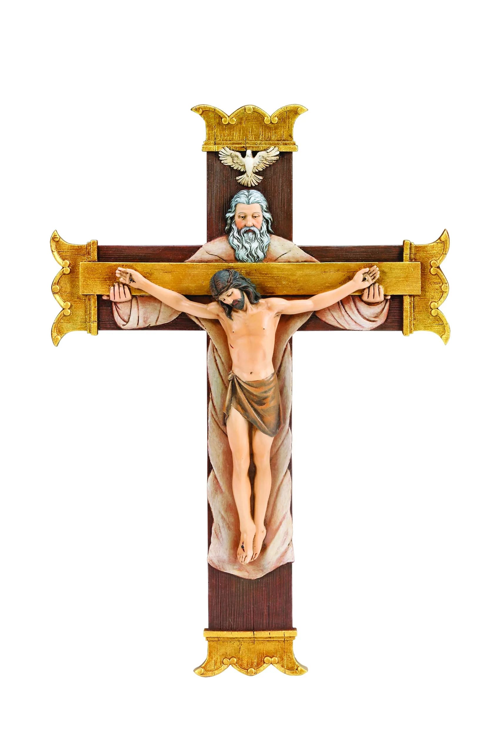 Roman Holy Trinity Crucifix 10.25" Resin Wall Art | Sacred Religious Decor — Multicolored
