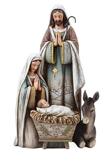 Joseph's Studio Holy Family Figure with Donkey 10.5" | Religious Christmas Decor for Nativity Scene thumbnail 1