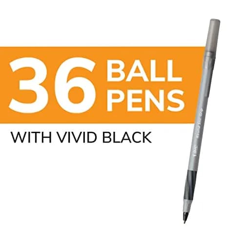 BIC Round Stic Grip Xtra Comfort Ballpoint Pens, Medium Point (1.2mm), Black, Soft Grip For Added Comfort And Control, 648 Count Total | Bulk Pack Writing Instrument thumbnail 2