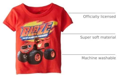 Nick Boys Blaze and the Monster Machines Short Sleeve Tee, Red, 3T US | Officially Licensed, Super Soft Cotton thumbnail 2