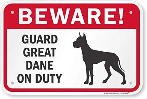 SmartSign Beware! - Guard Great Dane On Duty Sign | 12" x 18" Aluminum | Durable Weatherproof Warning Sign thumbnail 1
