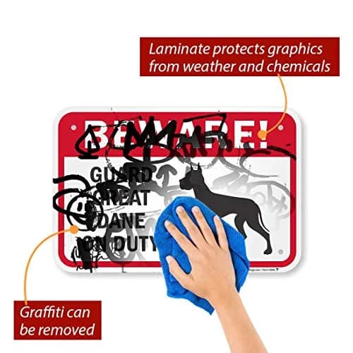 SmartSign Beware! - Guard Great Dane On Duty Sign | 12" x 18" Aluminum | Durable Weatherproof Warning Sign thumbnail 2