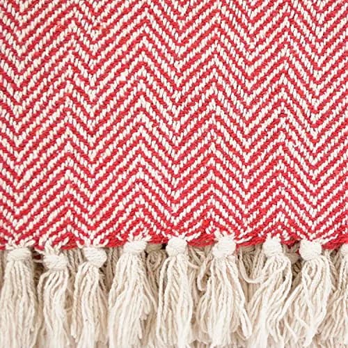 DII Chevron Throw Collection Handloomed Cotton Blanket 127cm x 152cm (50"x60") | Red Cotton Throw for Sofas and Beds thumbnail 2