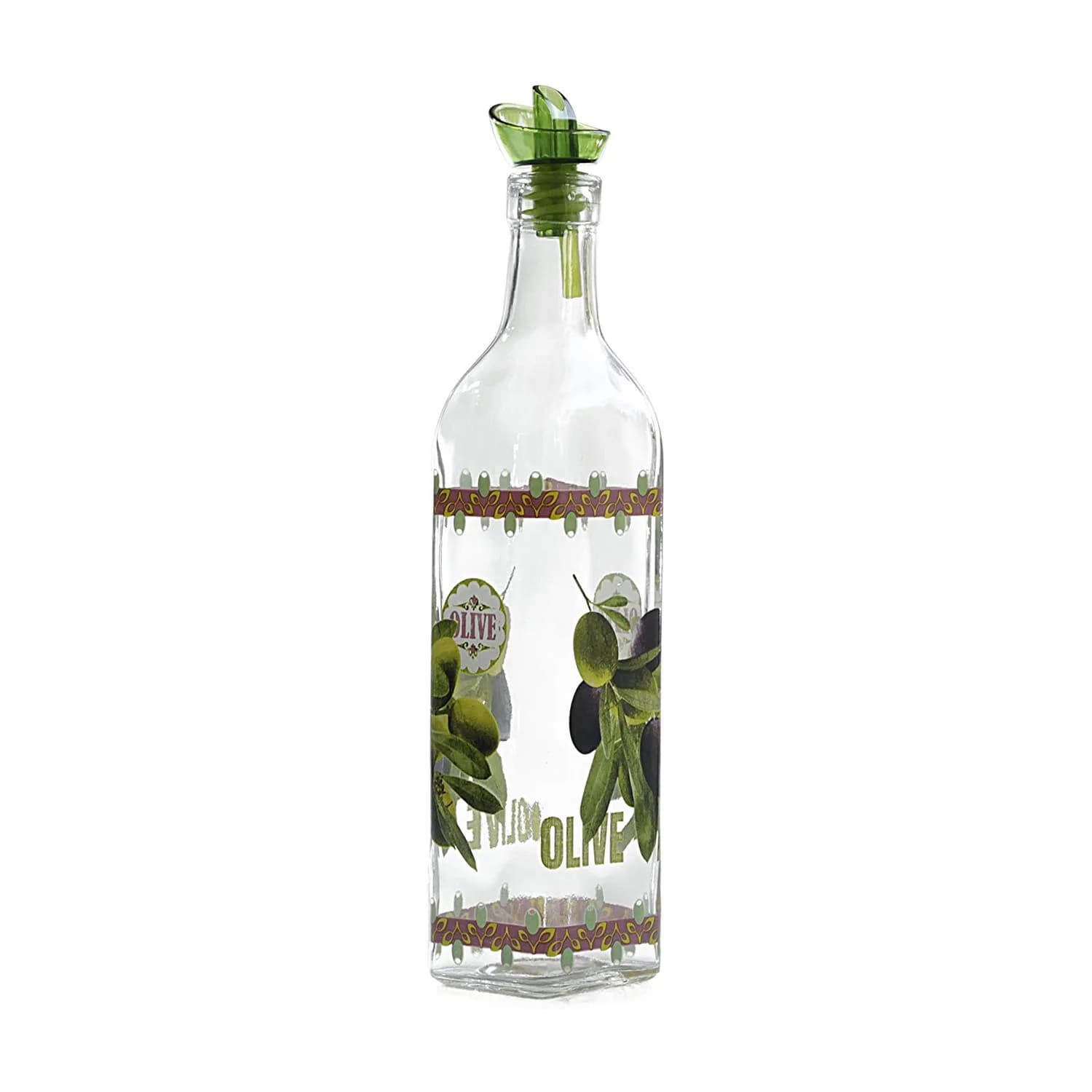 Grant Howard Olive Oil & Vinegar Glass Cruet with Ergo Pourer, 16 oz, Multicolored | Elegant Kitchen Decor & Dispenser