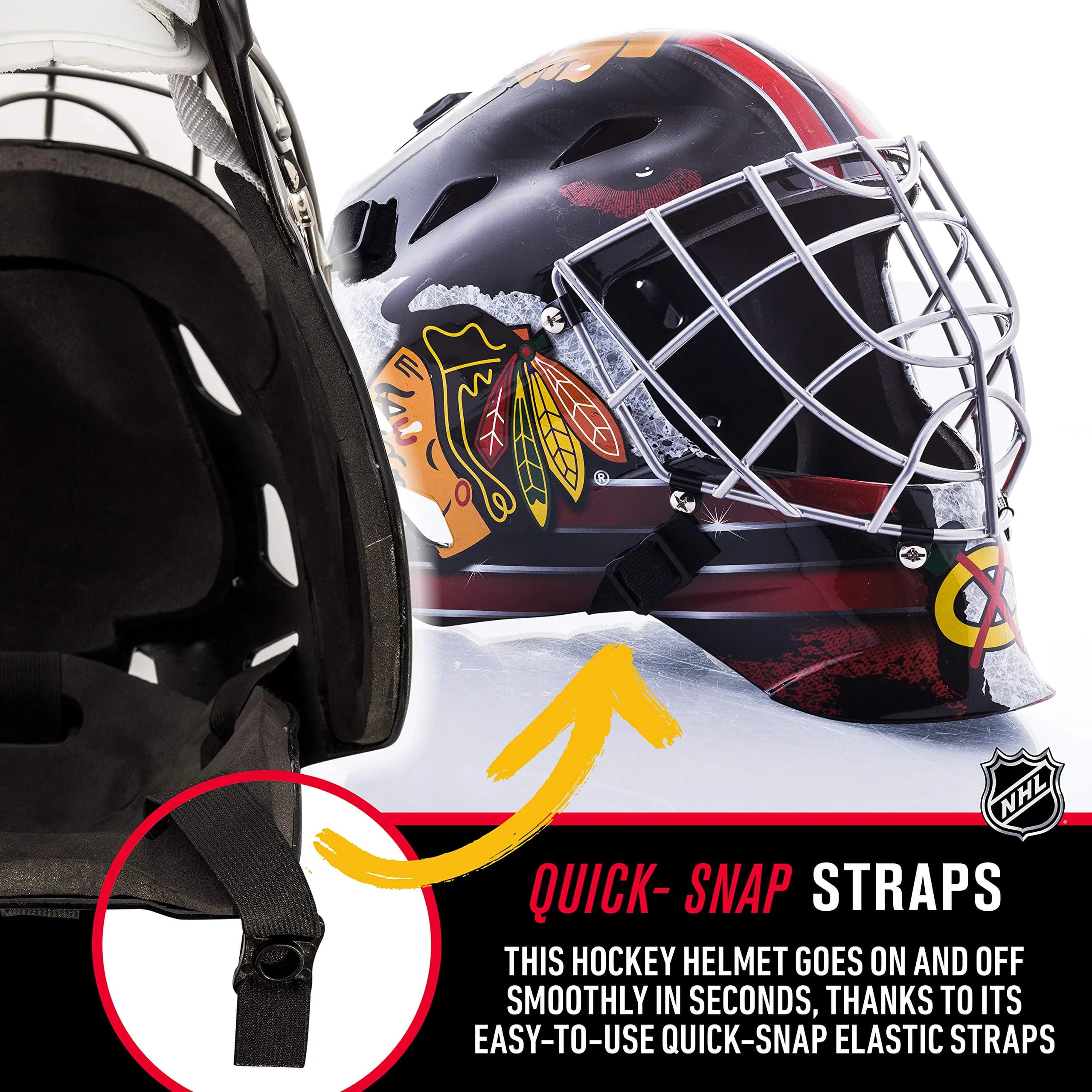 Franklin Sports GFM 1500 Chicago Blackhawks Youth Goalie Face Mask | 0.2 lb (0.09 kg) - view 5