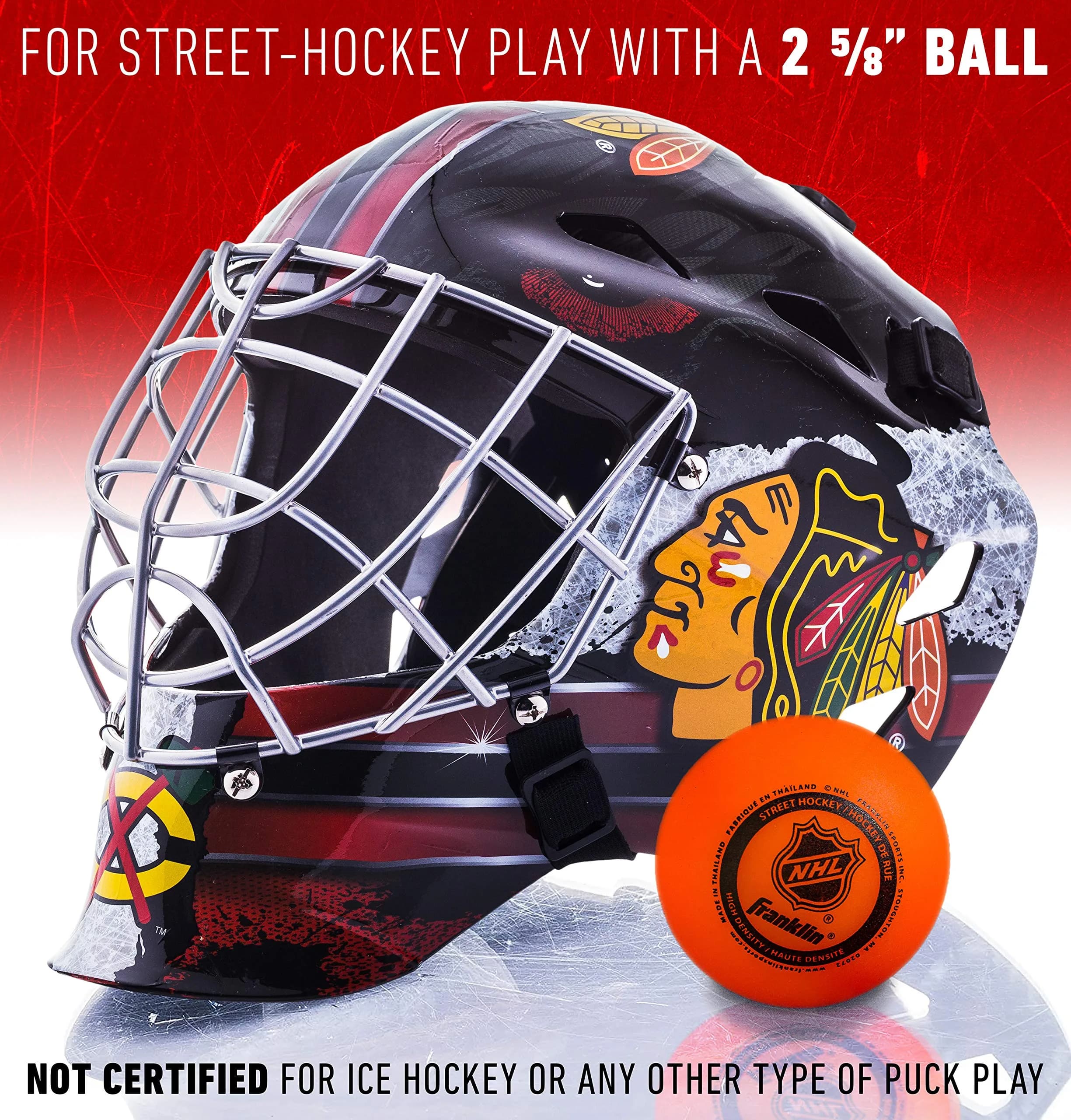 Franklin Sports GFM 1500 Chicago Blackhawks Youth Goalie Face Mask | 0.2 lb (0.09 kg) - view 7